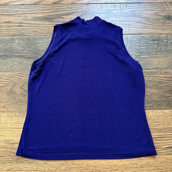 Vintage Chico’s Private Edition Blue Mock Neck Sleeveless Top Size 2 - Picture 2 of 5